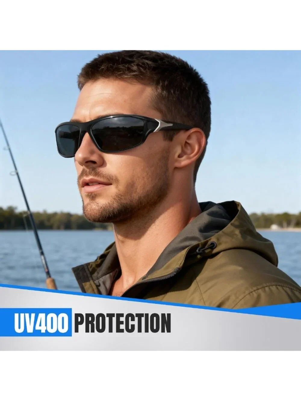 Men's Polarized Sports Sunglasses - UV Protection Wrap Around for Fishing